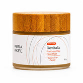 MERAKKEE Purifying Clay Facial Mask 50g — glass jar pack shot on white — Multani Mitti Saffron Curcumin clean beauty India