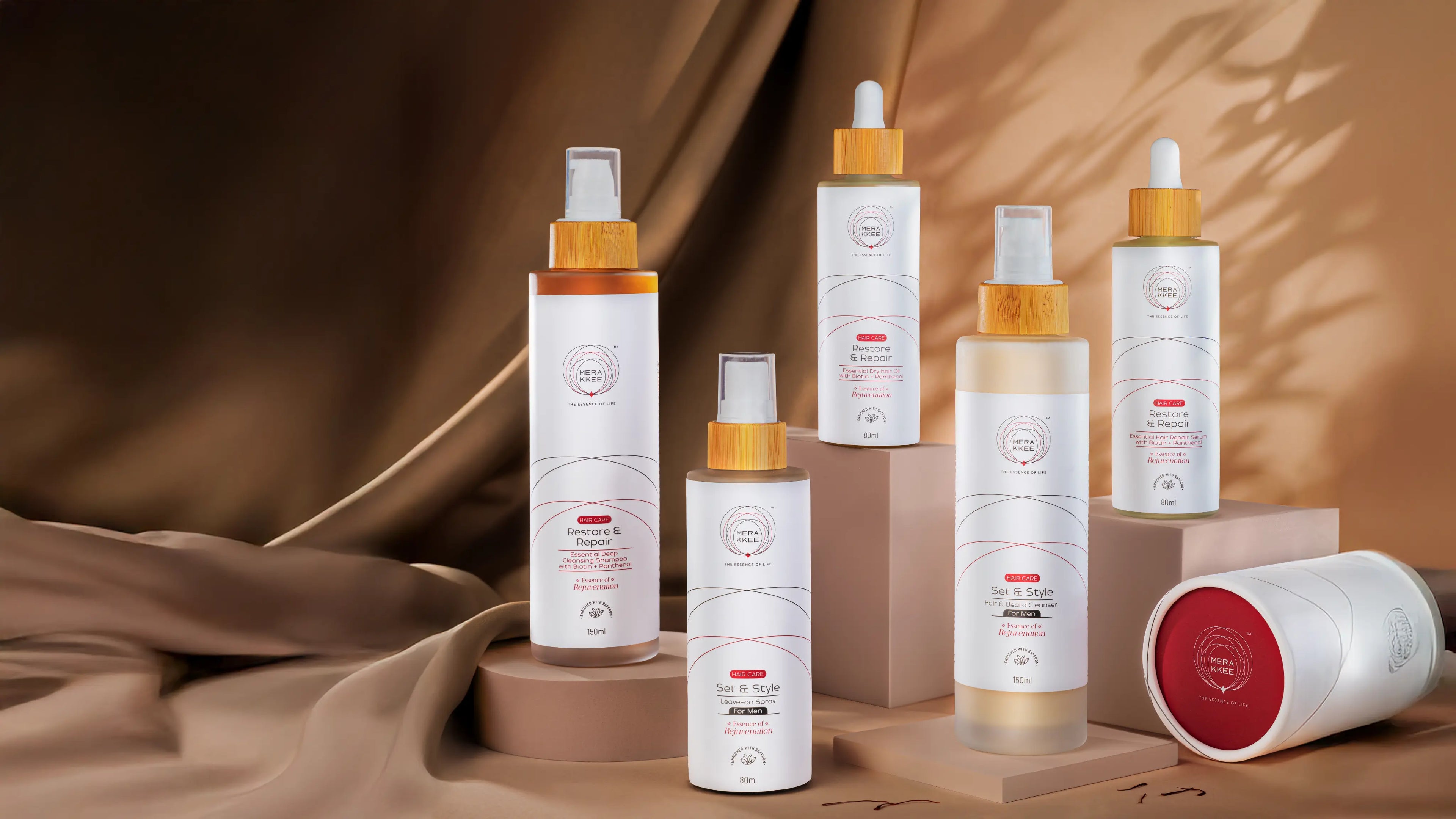 skincare bottles with gold caps