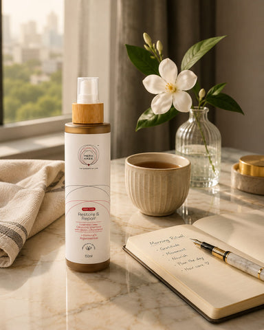 MERAKKEE Essential Hair Deep Cleansing Shampoo — scalp cleanse hair ritual lifestyle — Restore & Repair premium India UAE