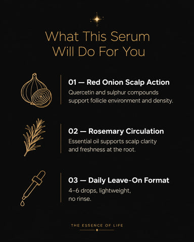 MERAKKEE Essential Hair Repair Serum — 3 key benefits infographic — repair strengthen nourish hair