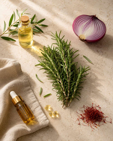 MERAKKEE Hair & Beard Cleanser for Men — hero ingredients Rosemary Tea Tree Red Onion Vitamin E Saffron — men clean beauty