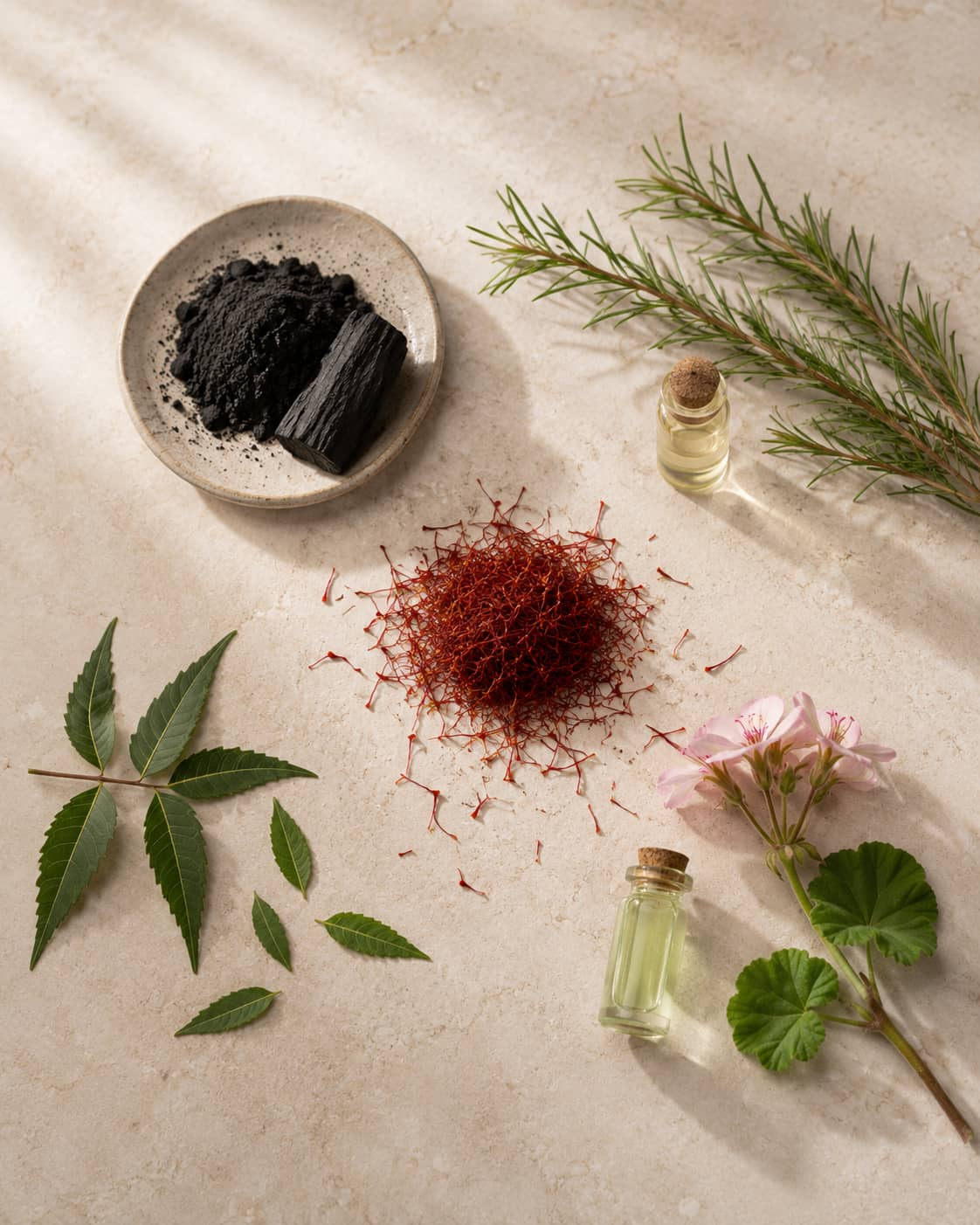 MERAKKEE Purifying Charcoal Facial Mask — hero ingredients Charcoal Tea Tree Neem Saffron Geranium — clean beauty India