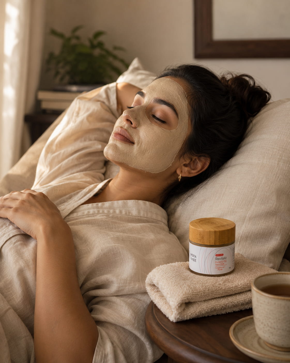 MERAKKEE Purifying Clay Facial Mask — traditional clay facial ritual lifestyle — Revitaliz premium India UAE