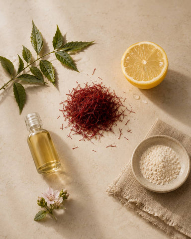 MERAKKEE Purifying Face Wash — hero ingredients Neem Lemon Saffron Aloe Vera Vitamin C — clean beauty India