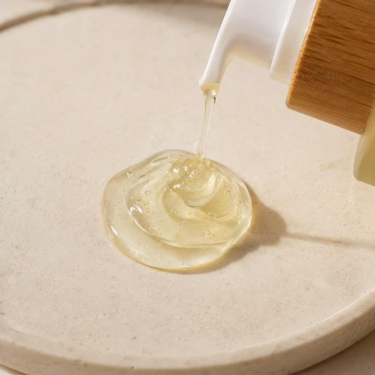 MERAKKEE Purifying Face Wash — gel texture swatch on white — Neem Lemon Saffron Aloe Vera formula
