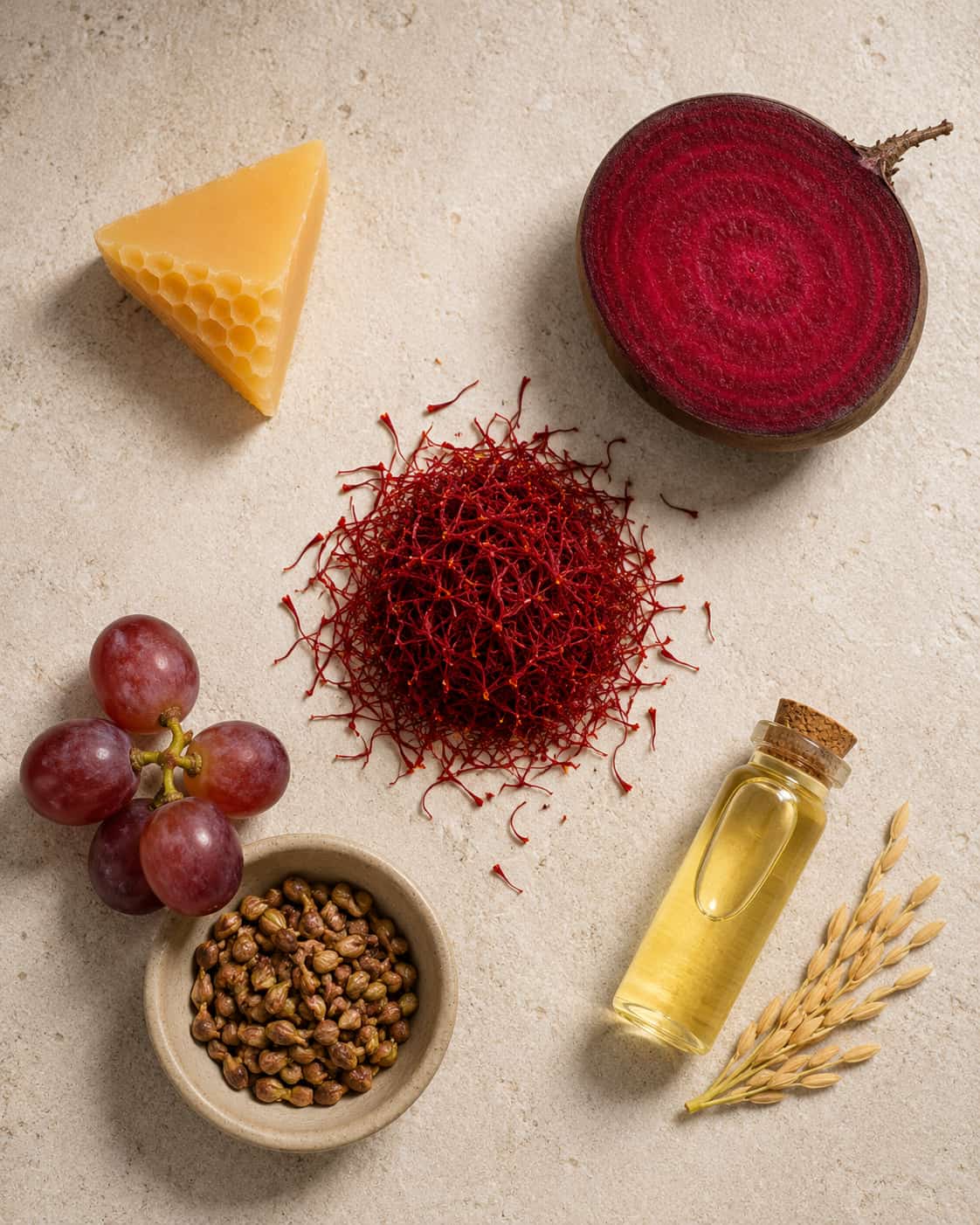 MERAKKEE Soothing Lip Balm — hero ingredients Saffron Beeswax Beetroot Oil Grapeseed Rice Bran — clean beauty India